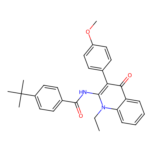 4-tert-butyl-N-[1-ethyl-3-(4-methoxyphenyl)-4-oxoquinolin-2-yl]benzamide structure