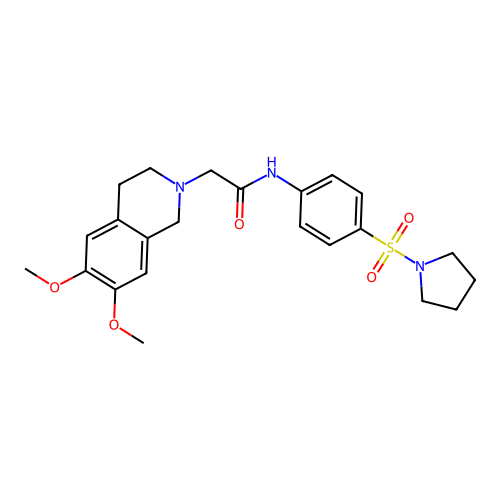 2-(6,7-dimethoxy-3,4-dihydro-1H-isoquinolin-2-yl)-N-(4-pyrrolidin-1-ylsulfonylphenyl)acetamide structure