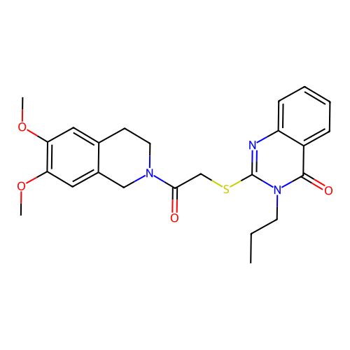 2-((2-(6,7-dimethoxy-3,4-dihydroisoquinolin-2(1H)-yl)-2-oxoethyl)thio)-3-propylquinazolin-4(3H)-one structure