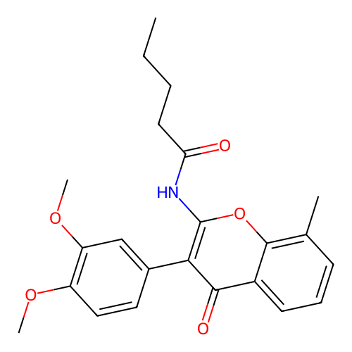 N-[3-(3,4-dimethoxyphenyl)-8-methyl-4-oxo-4H-chromen-2-yl]pentanamide structure
