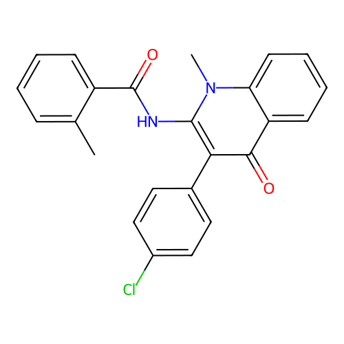 N-(3-(4-chlorophenyl)-1-methyl-4-oxo-1,4-dihydroquinolin-2-yl)-2-methylbenzamide structure
