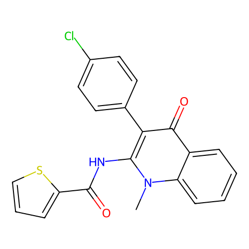 N-[3-(4-chlorophenyl)-1-methyl-4-oxoquinolin-2-yl]thiophene-2-carboxamide structure