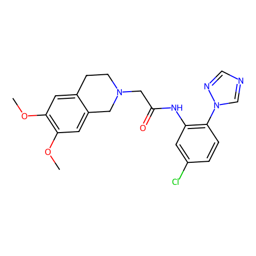 N-(5-chloro-2-(1H-1,2,4-triazol-1-yl)phenyl)-2-(6,7-dimethoxy-3,4-dihydroisoquinolin-2(1H)-yl)acetamide structure