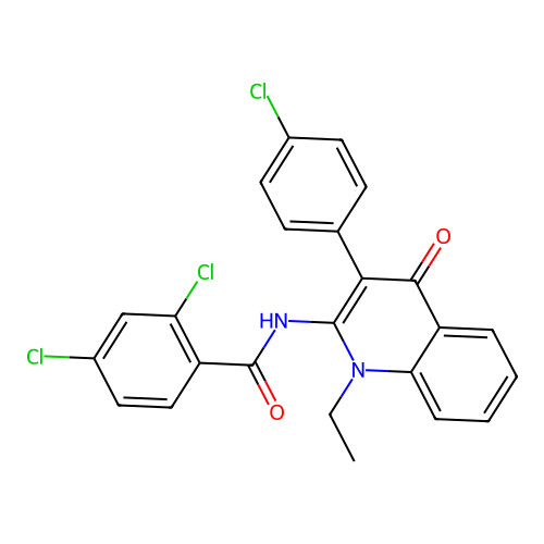 2,4-dichloro-N-[3-(4-chlorophenyl)-1-ethyl-4-oxo-quinolin-2-yl]benzamide structure