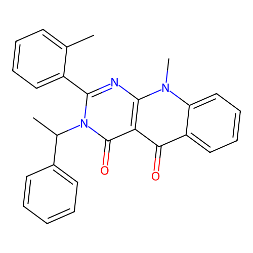 10-methyl-2-(2-methylphenyl)-3-(1-phenylethyl)pyrimido[4,5-b]quinoline-4,5-dione structure