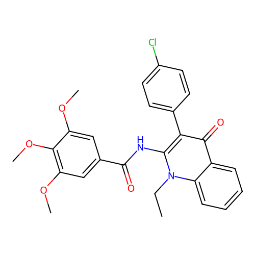 N-(3-(4-chlorophenyl)-1-ethyl-4-oxo-1,4-dihydroquinolin-2-yl)-3,4,5-trimethoxybenzamide structure