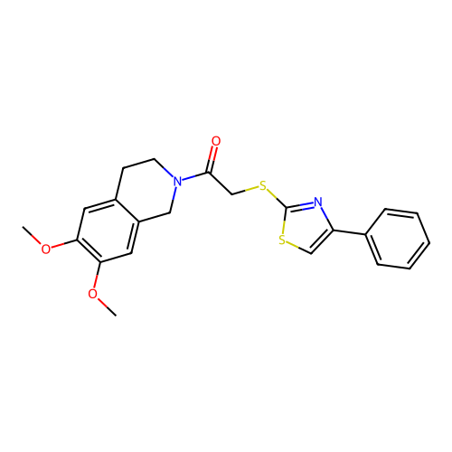 1-(6,7-dimethoxy-3,4-dihydro-1H-isoquinolin-2-yl)-2-[(4-phenyl-1,3-thiazol-2-yl)sulfanyl]ethanone structure