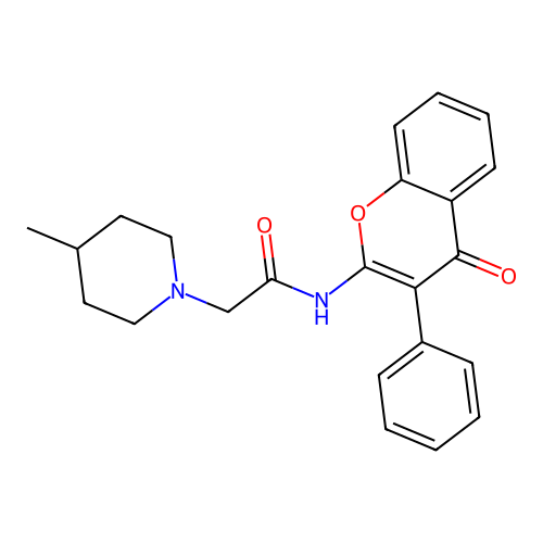 2-(4-methylpiperidin-1-yl)-N-(4-oxo-3-phenyl-4H-chromen-2-yl)acetamide structure