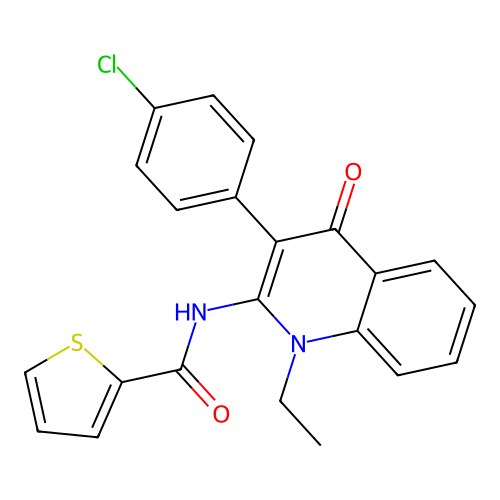 N-[3-(4-chlorophenyl)-1-ethyl-4-oxoquinolin-2-yl]thiophene-2-carboxamide structure