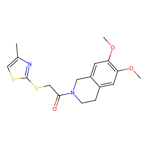 1-(6,7-dimethoxy-3,4-dihydroisoquinolin-2(1H)-yl)-2-((4-methylthiazol-2-yl)thio)ethanone structure