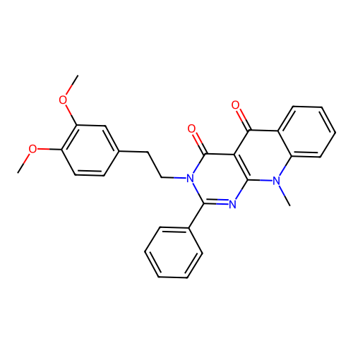 3-(3,4-dimethoxyphenethyl)-10-methyl-2-phenylpyrimido[4,5-b]quinoline-4,5(3H,10H)-dione structure