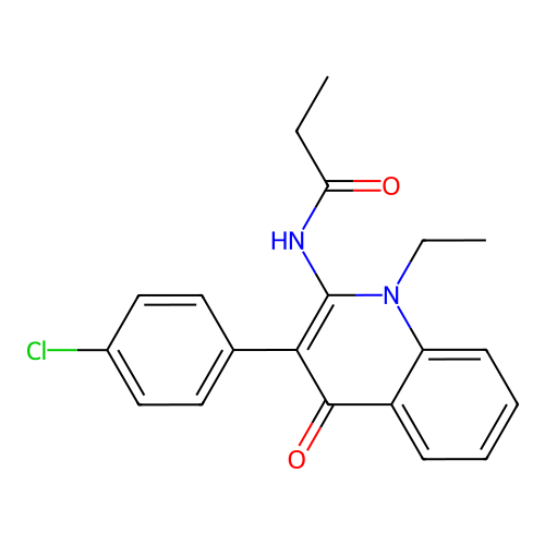 N-[3-(4-chlorophenyl)-1-ethyl-4-oxo-1,4-dihydroquinolin-2-yl]propanamide structure