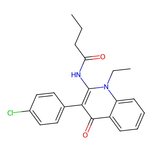N-[3-(4-chlorophenyl)-1-ethyl-4-oxo-1,4-dihydroquinolin-2-yl]butanamide structure