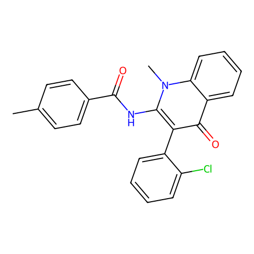 N-(3-(2-chlorophenyl)-1-methyl-4-oxo-1,4-dihydroquinolin-2-yl)-4-methylbenzamide structure