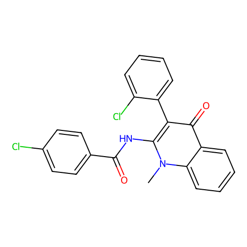 4-chloro-N-(3-(2-chlorophenyl)-1-methyl-4-oxo-1,4-dihydroquinolin-2-yl)benzamide structure