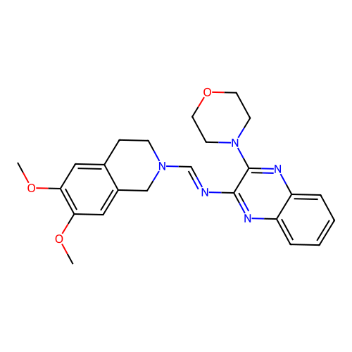 1-(6,7-dimethoxy-3,4-dihydro-1H-isoquinolin-2-yl)-N-(3-morpholin-4-ylquinoxalin-2-yl)methanimine structure
