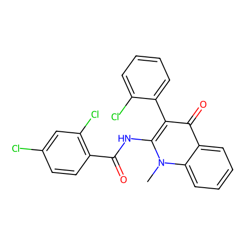 2,4-dichloro-N-[3-(2-chlorophenyl)-1-methyl-4-oxo-quinolin-2-yl]benzamide structure