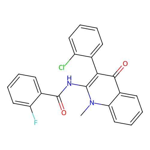 N-(3-(2-chlorophenyl)-1-methyl-4-oxo-1,4-dihydroquinolin-2-yl)-2-fluorobenzamide structure