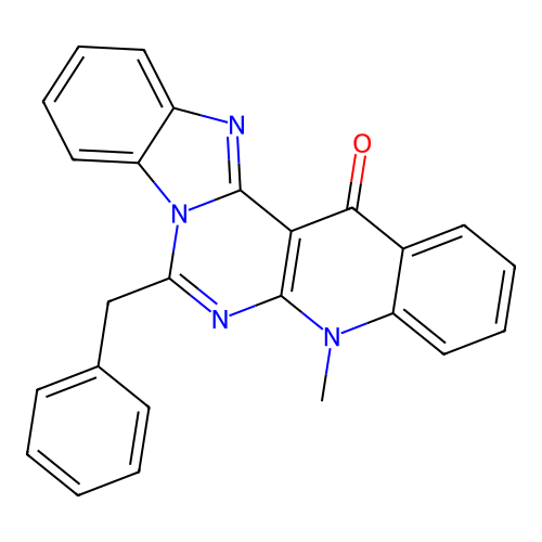 7-benzyl-5-methylbenzimidazo[1',2':1,6]pyrimido[4,5-b]quinolin-14(5H)-one structure