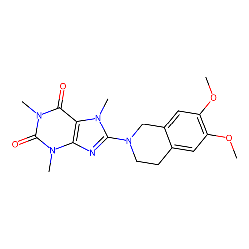 8-(6,7-dimethoxy-3,4-dihydro-1H-isoquinolin-2-yl)-1,3,7-trimethyl-purine-2,6-dione structure