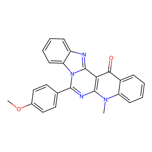 7-(4-methoxyphenyl)-5-methylbenzimidazo[1',2':1,6]pyrimido[4,5-b]quinolin-14(5H)-one structure