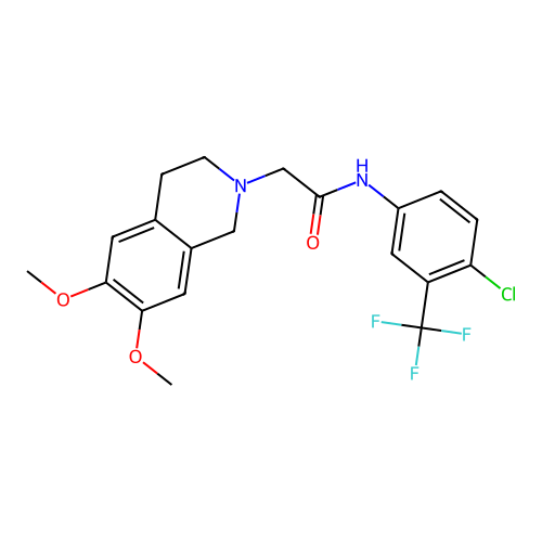N-[4-chloro-3-(trifluoromethyl)phenyl]-2-(6,7-dimethoxy-3,4-dihydro-1H-isoquinolin-2-yl)acetamide structure