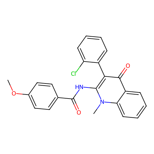 N-[3-(2-chlorophenyl)-1-methyl-4-oxoquinolin-2-yl]-4-methoxybenzamide structure
