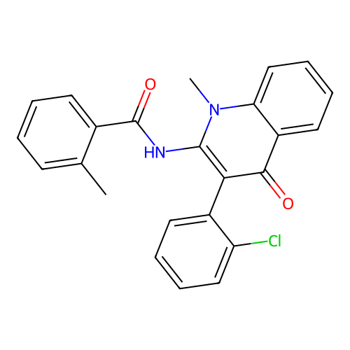 N-(3-(2-chlorophenyl)-1-methyl-4-oxo-1,4-dihydroquinolin-2-yl)-2-methylbenzamide structure