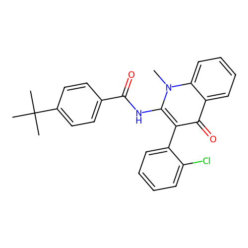 4-tert-butyl-N-[3-(2-chlorophenyl)-1-methyl-4-oxoquinolin-2-yl]benzamide structure