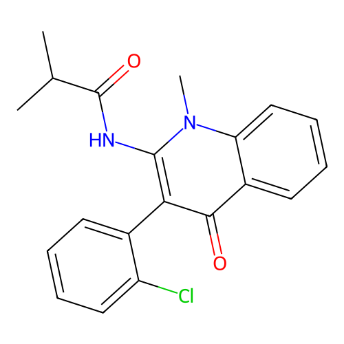 N-[3-(2-chlorophenyl)-1-methyl-4-oxoquinolin-2-yl]-2-methylpropanamide structure