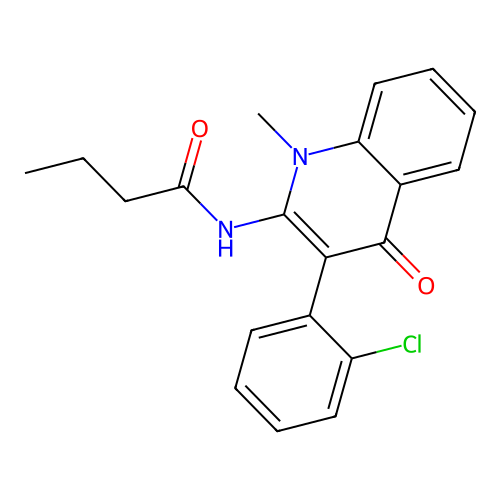 N-[3-(2-chlorophenyl)-1-methyl-4-oxo-1,4-dihydroquinolin-2-yl]butanamide structure