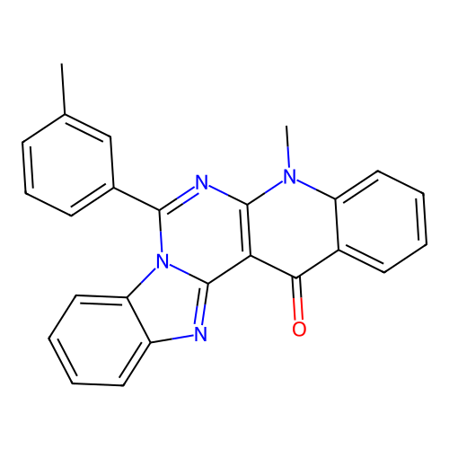 5-methyl-7-(3-methylphenyl)benzimidazo[1',2':1,6]pyrimido[4,5-b]quinolin-14(5H)-one structure