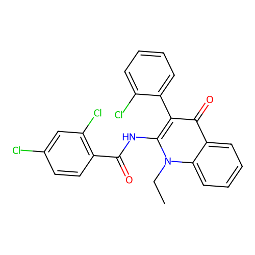 2,4-dichloro-N-[3-(2-chlorophenyl)-1-ethyl-4-oxo-quinolin-2-yl]benzamide structure