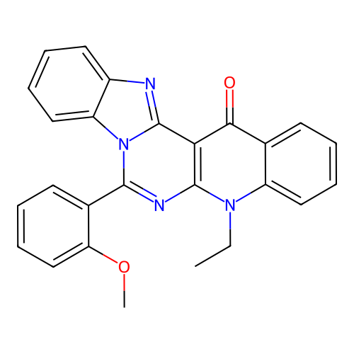 5-ethyl-7-(2-methoxyphenyl)benzimidazo[1',2':1,6]pyrimido[4,5-b]quinolin-14(5H)-one structure