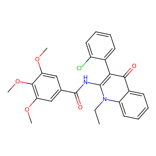 N-(3-(2-chlorophenyl)-1-ethyl-4-oxo-1,4-dihydroquinolin-2-yl)-3,4,5-trimethoxybenzamide structure