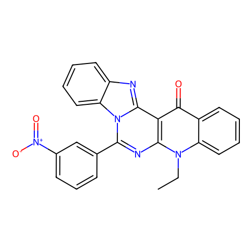 5-ethyl-7-(3-nitrophenyl)benzimidazo[1',2':1,6]pyrimido[4,5-b]quinolin-14(5H)-one structure