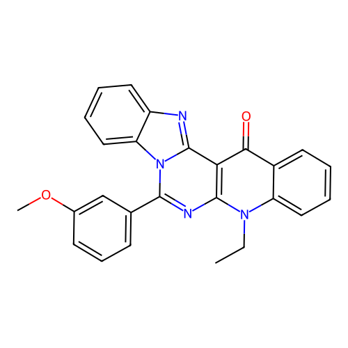 5-ethyl-7-(3-methoxyphenyl)benzimidazo[1',2':1,6]pyrimido[4,5-b]quinolin-14(5H)-one structure
