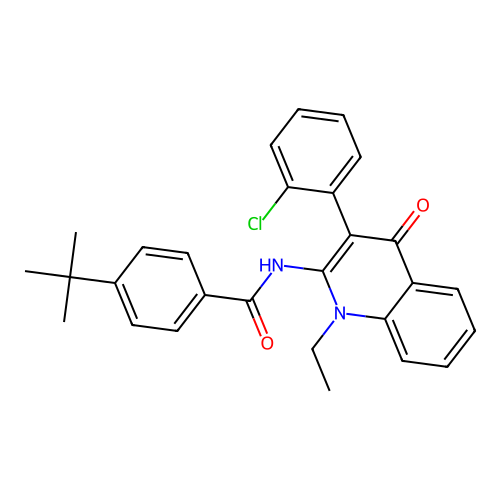 4-tert-butyl-N-[3-(2-chlorophenyl)-1-ethyl-4-oxoquinolin-2-yl]benzamide structure