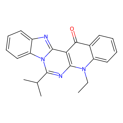 5-ethyl-7-(propan-2-yl)benzimidazo[1',2':1,6]pyrimido[4,5-b]quinolin-14(5H)-one structure