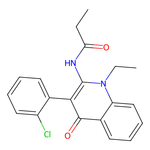 N-[3-(2-chlorophenyl)-1-ethyl-4-oxo-1,4-dihydroquinolin-2-yl]propanamide structure