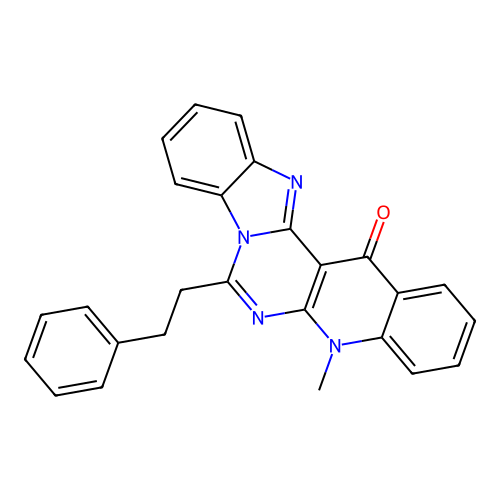 5-methyl-7-(2-phenylethyl)benzimidazo[1',2':1,6]pyrimido[4,5-b]quinolin-14(5H)-one structure