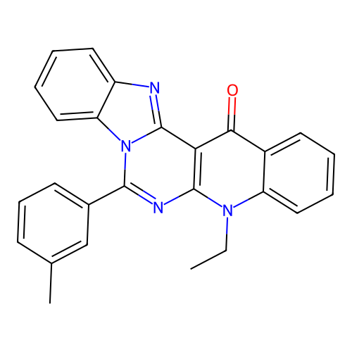 5-ethyl-7-(3-methylphenyl)benzimidazo[1',2':1,6]pyrimido[4,5-b]quinolin-14(5H)-one structure