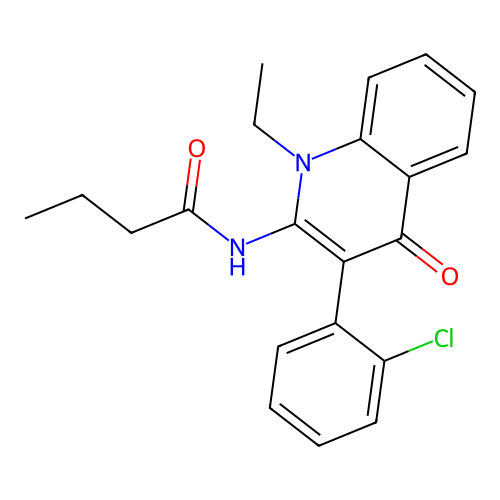 N-[3-(2-chlorophenyl)-1-ethyl-4-oxo-1,4-dihydroquinolin-2-yl]butanamide structure