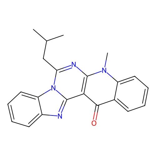 5-methyl-7-(2-methylpropyl)benzimidazo[1',2':1,6]pyrimido[4,5-b]quinolin-14(5H)-one structure