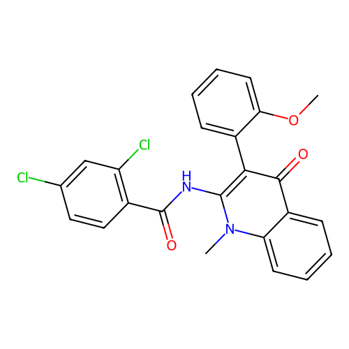 2,4-dichloro-N-[3-(2-methoxyphenyl)-1-methyl-4-oxoquinolin-2-yl]benzamide structure