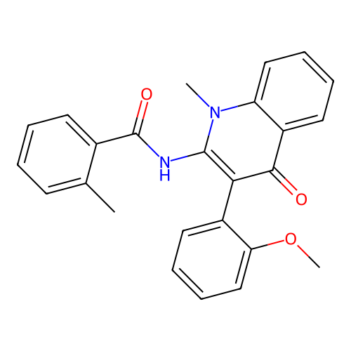 N-[3-(2-methoxyphenyl)-1-methyl-4-oxoquinolin-2-yl]-2-methylbenzamide structure