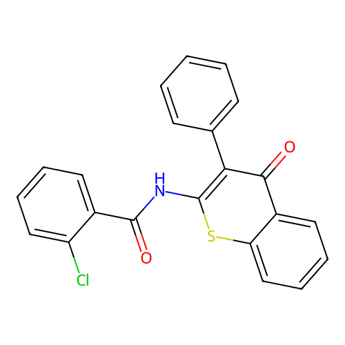 2-chloro-N-(4-oxo-3-phenyl-4H-thiochromen-2-yl)benzamide structure