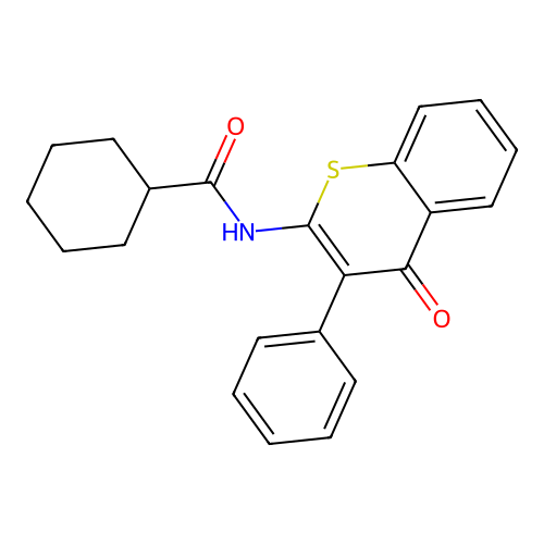 N-(4-oxo-3-phenyl-4H-thiochromen-2-yl)cyclohexanecarboxamide structure
