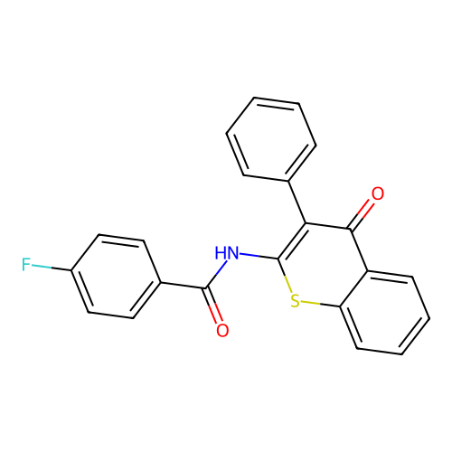 4-fluoro-N-(4-oxo-3-phenyl-4H-thiochromen-2-yl)benzamide structure
