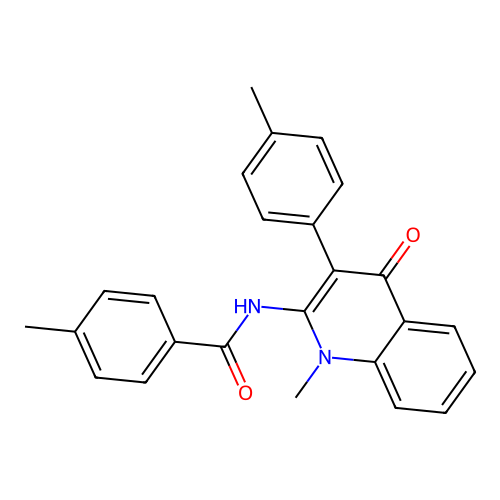 4-methyl-N-[1-methyl-3-(4-methylphenyl)-4-oxo-1,4-dihydroquinolin-2-yl]benzamide structure